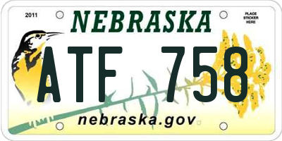 NE license plate ATF758