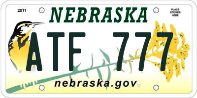 NE license plate ATF777