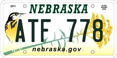 NE license plate ATF778