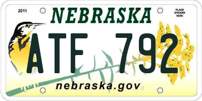 NE license plate ATF792