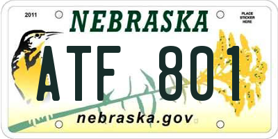 NE license plate ATF801