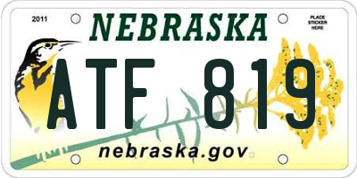 NE license plate ATF819