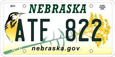 NE license plate ATF822