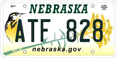 NE license plate ATF828