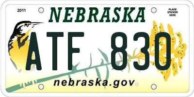 NE license plate ATF830