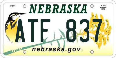 NE license plate ATF837