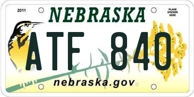 NE license plate ATF840