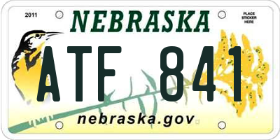 NE license plate ATF841