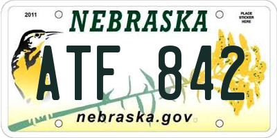 NE license plate ATF842
