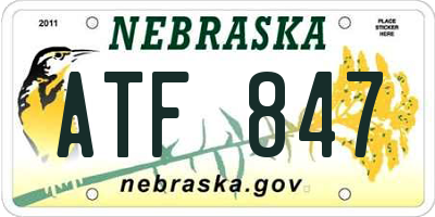 NE license plate ATF847