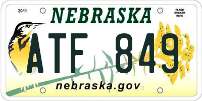 NE license plate ATF849