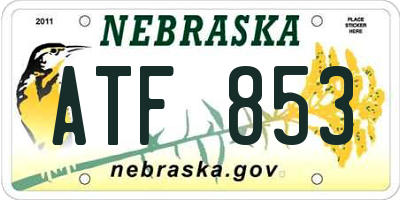 NE license plate ATF853