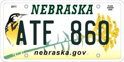 NE license plate ATF860