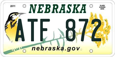 NE license plate ATF872