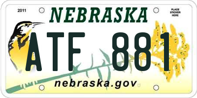 NE license plate ATF881