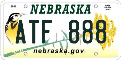 NE license plate ATF888