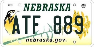 NE license plate ATF889