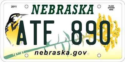 NE license plate ATF890
