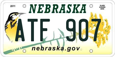 NE license plate ATF907