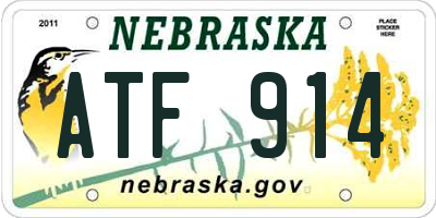 NE license plate ATF914