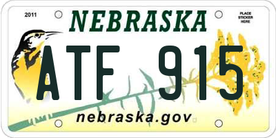 NE license plate ATF915