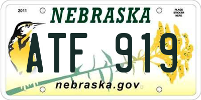 NE license plate ATF919