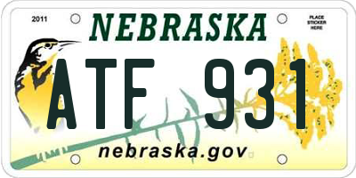 NE license plate ATF931