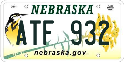 NE license plate ATF932