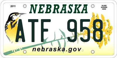 NE license plate ATF958