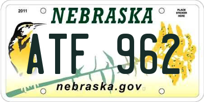 NE license plate ATF962