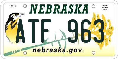 NE license plate ATF963