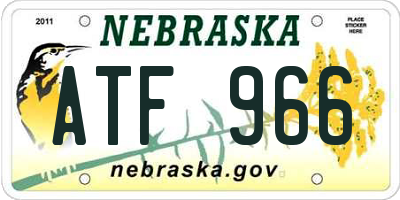 NE license plate ATF966