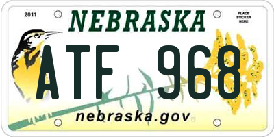 NE license plate ATF968