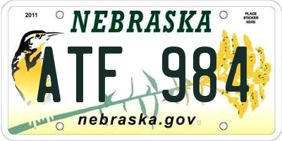 NE license plate ATF984