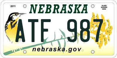 NE license plate ATF987
