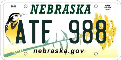 NE license plate ATF988