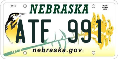 NE license plate ATF991