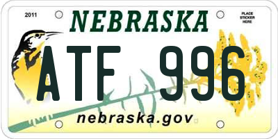 NE license plate ATF996