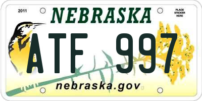 NE license plate ATF997