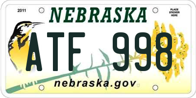 NE license plate ATF998