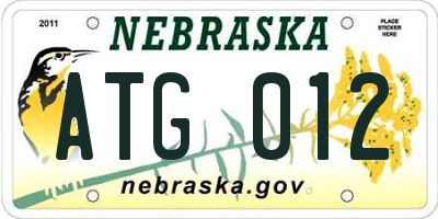 NE license plate ATG012