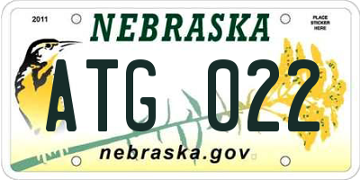 NE license plate ATG022