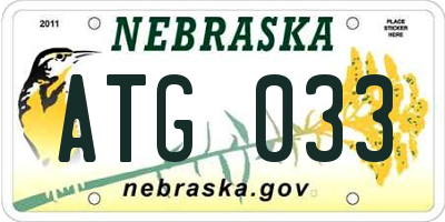 NE license plate ATG033
