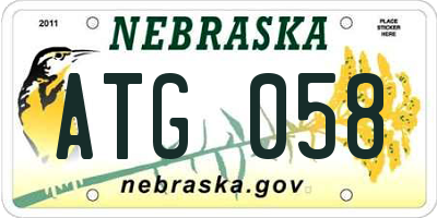 NE license plate ATG058