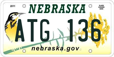 NE license plate ATG136