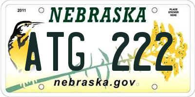 NE license plate ATG222