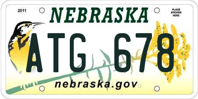 NE license plate ATG678