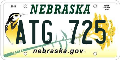 NE license plate ATG725