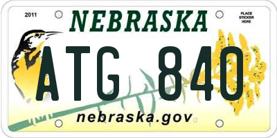 NE license plate ATG840