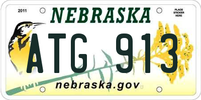 NE license plate ATG913